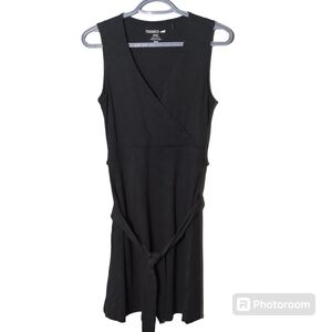 Toad & Co Cue Sleeveless Dress Faux Wrap Black Mix Size Sm Gorpcore Athleisure